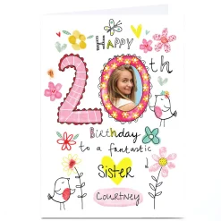 Photo 20th Birthday Card - To A Fantastic Sister