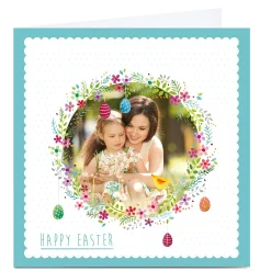 Photo Upload Easter Card - Flowers & Eggs