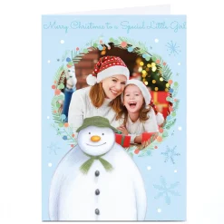 Photo Upload Snowman Christmas Card - Special Little Girl