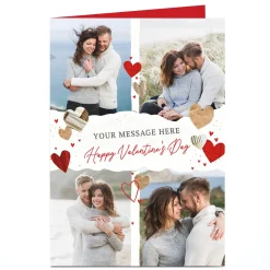 Photo Valentine's Day Card - Rustic Hearts, Any Message