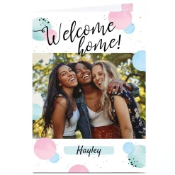 Photo Welcome Home Card - Pastel Polka Dots
