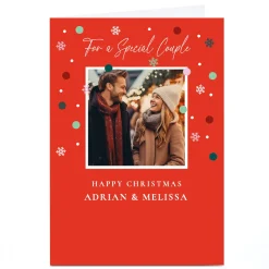 Photot Christmas Card - For a Special Couple, Classic Red