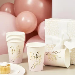 Pink Baby Girl Paper Cups - Pack of 8