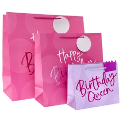 Pink Happy Birthday Gift Bags - Multipack of 3