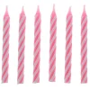 Pink Striped Birthday Candles - Pack of 24