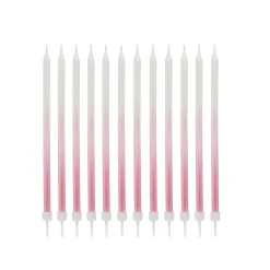 Pink Tall Ombre Skinny Cake Candles - Pack of 12