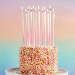 Pink Tall Ombre Skinny Cake Candles - Pack of 12