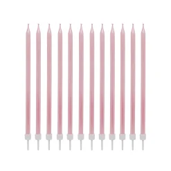 Pink Tall Skinny Cake Candles - Pack of 12