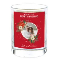 Pomegranate & Cashmere Scented Photo Christmas Candle - Red Wreath
