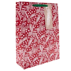 Red & White Pinecones Extra Large Portrait Christmas Gift Bag
