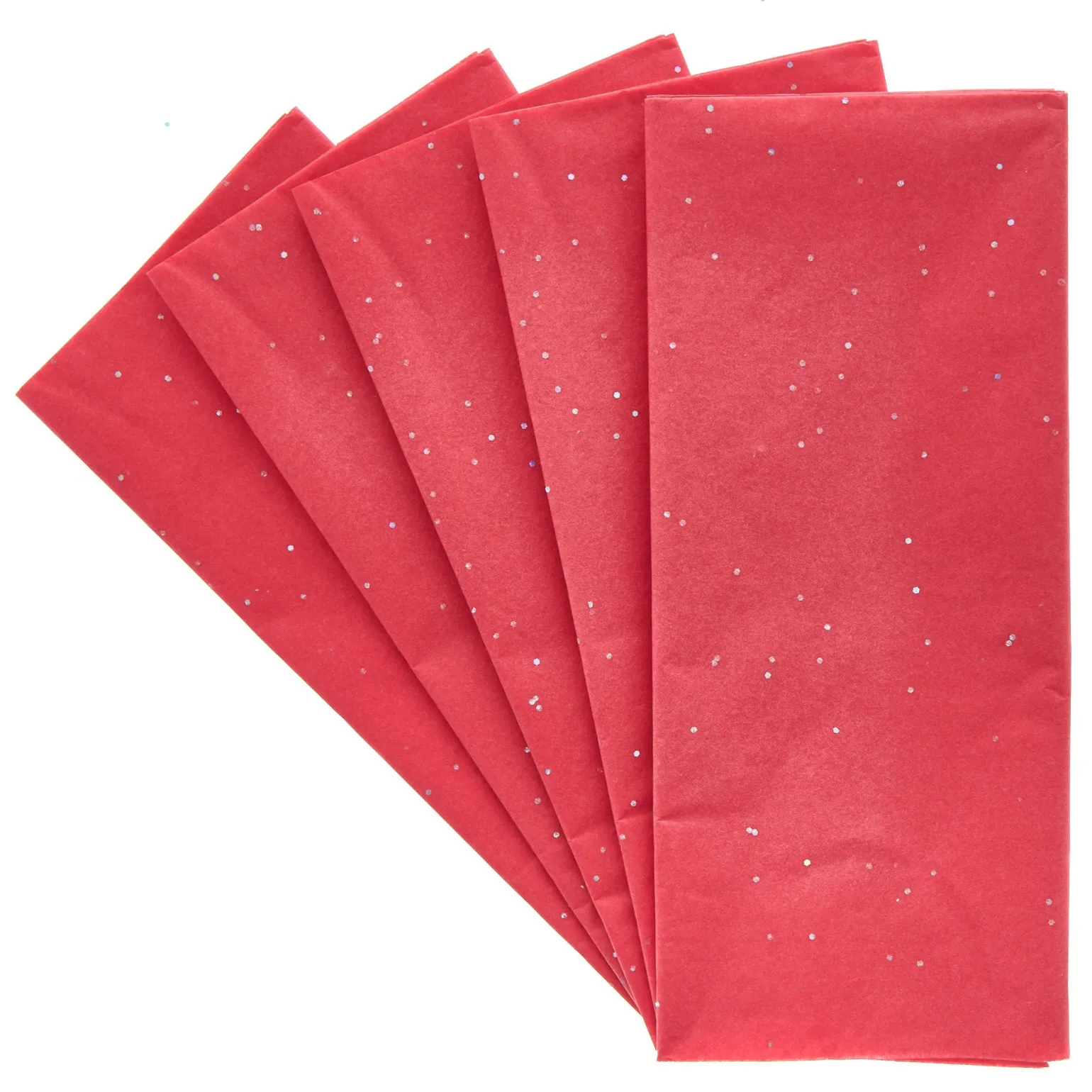 Red Glitter Tissue Paper - 6 Sheets