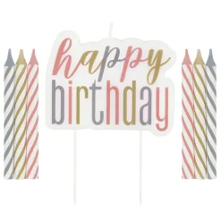 Rose Gold, Gold & Silver Happy Birthday Candles - Pack of 13