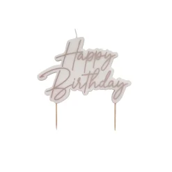 Rose Gold Happy Birthday Cake Candle