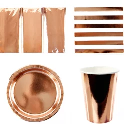 Rose Gold Party Tableware Bundle - 16 Guests