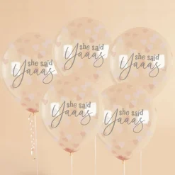 Rose Gold She Said Yaaas Confetti 12-Inch Latex Balloons - Pack of 5