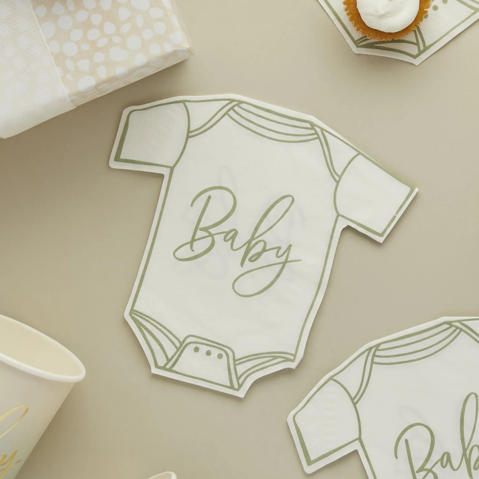 Sage Babygrow Paper Napkins - Pack of 16