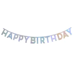 Silver Happy Birthday Letter Banner