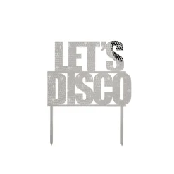 Silver Let's Disco Acrylic Cake Topper