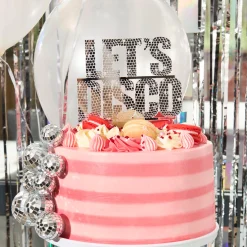 Silver Let's Disco Acrylic Cake Topper