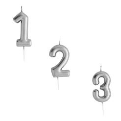 Silver Number Cake Candle (0-9)