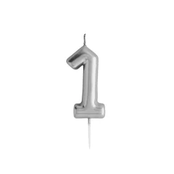 Silver Number Cake Candle (0-9)