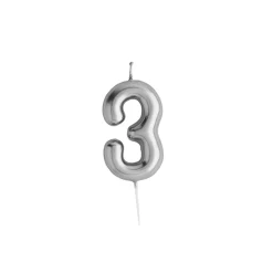 Silver Number Cake Candle (0-9)