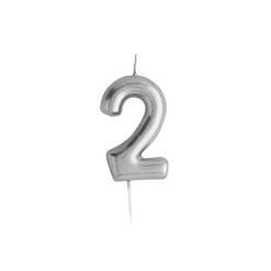 Silver Number Cake Candle (0-9)