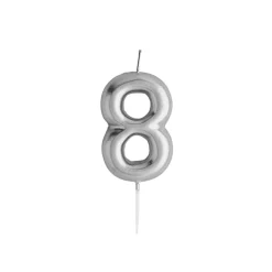 Silver Number Cake Candle (0-9)