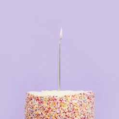 Silver Skinny Cake Candles - Pack of 12