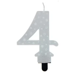 Silver Starry Number 4 Cake Candle