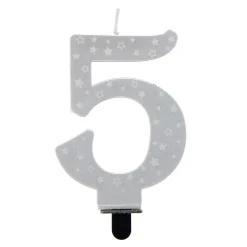 Silver Starry Number 5 Cake Candle