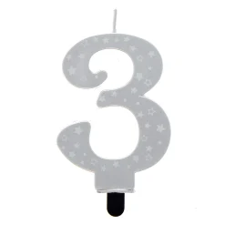 Silver Starry Number 3 Cake Candle