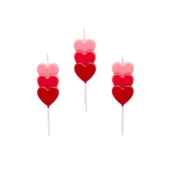 Stacked Heart Cake Candles - Pack of 3