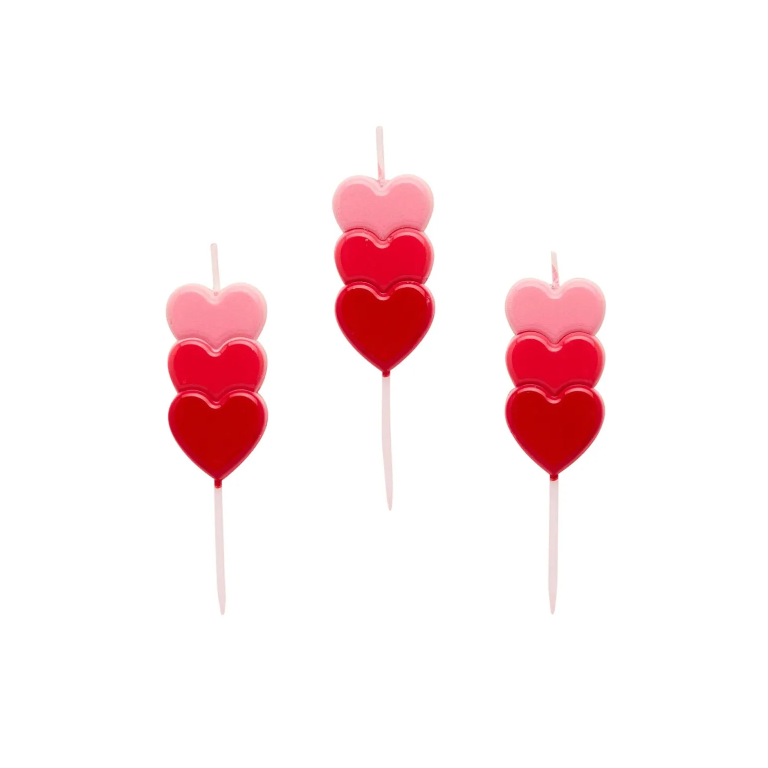 Stacked Heart Cake Candles - Pack of 3