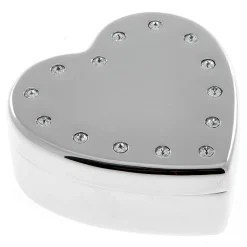 Stainless Steel Diamante Heart-Shaped Jewellery Box