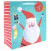 Teal Santa Large Square Christmas Gift Bag