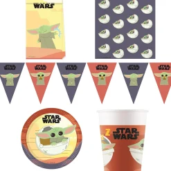 The Mandalorian Birthday Party Tableware & Decorations Bundle - 16 Guests