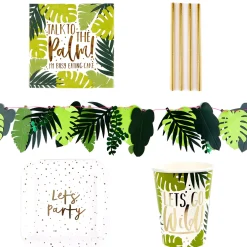 Tropical Party Tableware & Decorations Bundle - 10 Guests