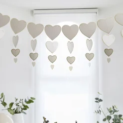 White & Gold Hearts Card Garland