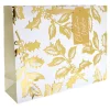 White & Gold Holly Extra Large Landscape Christmas Gift Bag