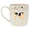 White & Gold 70th Birthday Mug