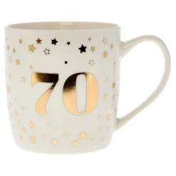 White & Gold 70th Birthday Mug