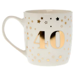 White & Gold 40th Birthday Mug