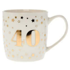White & Gold 40th Birthday Mug