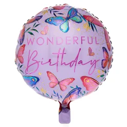 Wonderful Birthday Butterflies 18-Inch Foil Helium Balloon